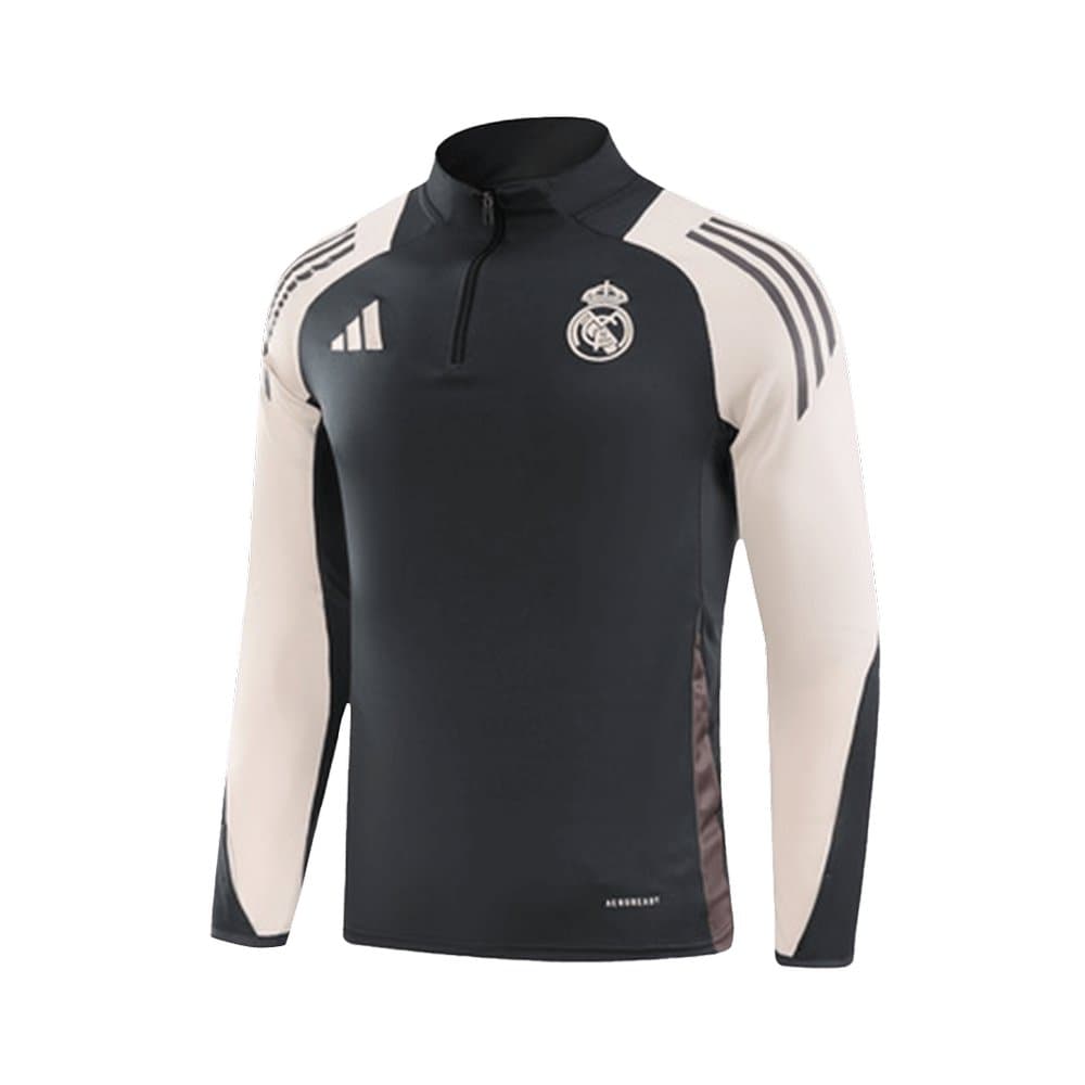Men's Real Madrid 1/4 Zip Tracksuit Gray 2024/25 Men's Real Madrid 1/4 Zip Tracksuit Gray 2024/25