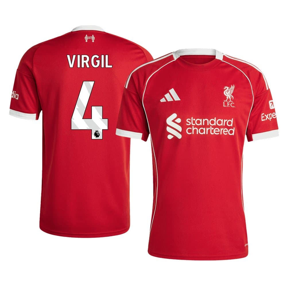Men's VIRGIL #4 Liverpool Home Replica Soccer Jersey 2025/26 Men's VIRGIL #4 Liverpool Home Replica Soccer Jersey 2025/26