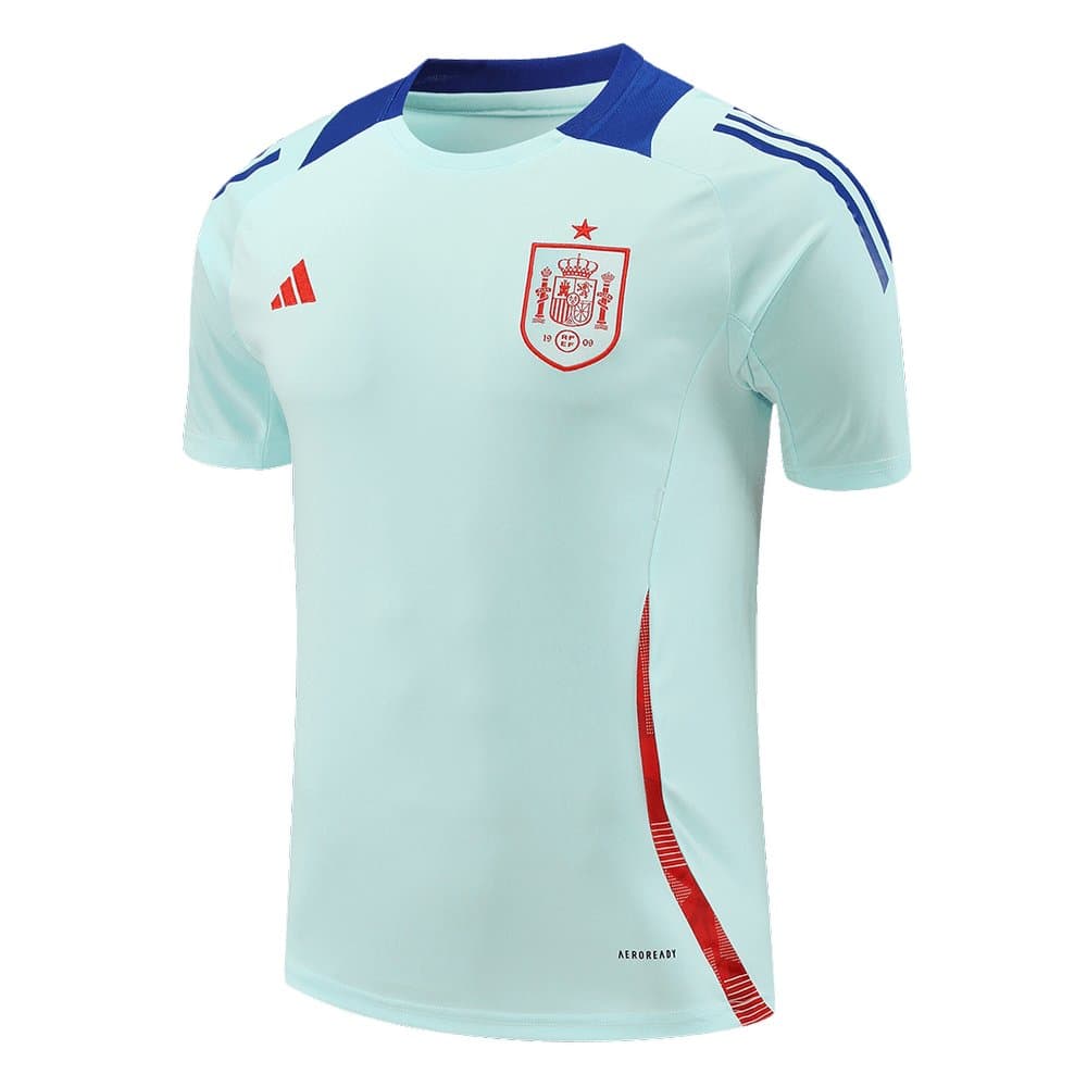 Men's Spain Pre-Match Replica Soccer Jersey EURO Blue 2024
