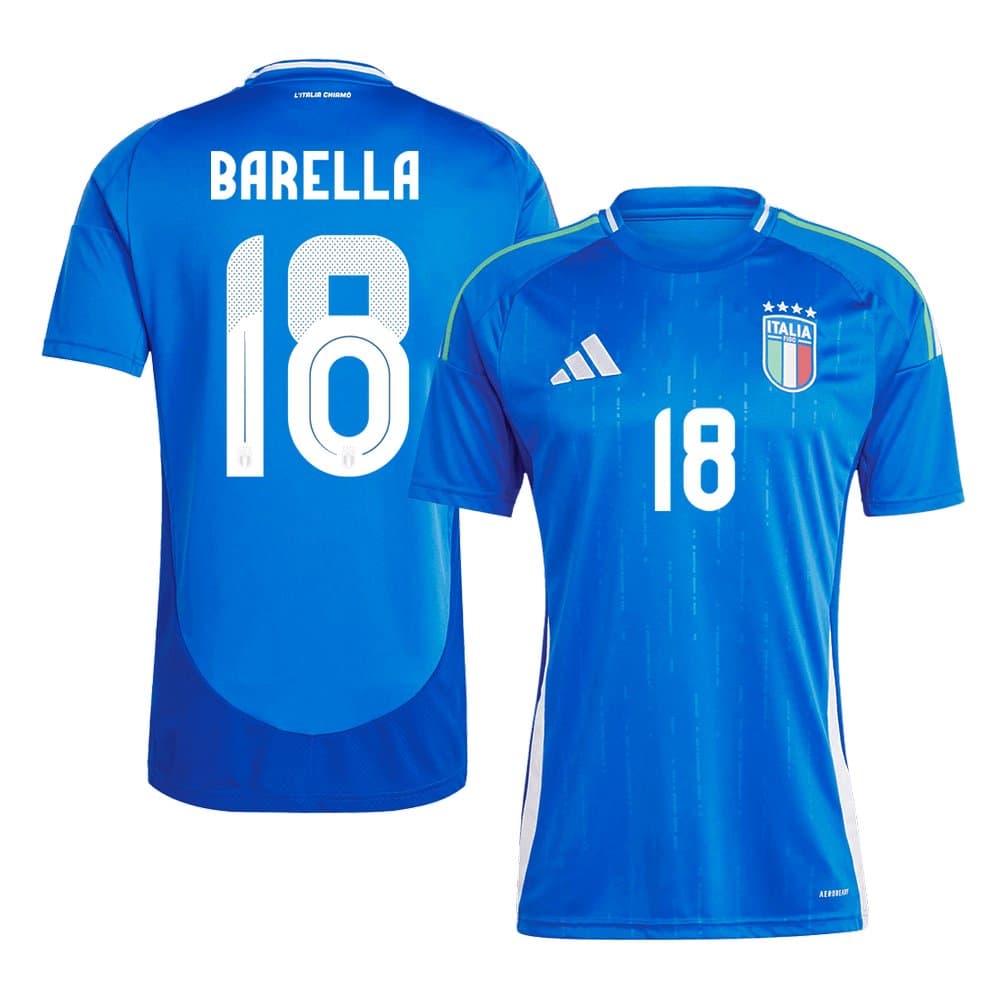 Men's BARELLA #18 Italy Home Replica Soccer Jersey EURO 2024
