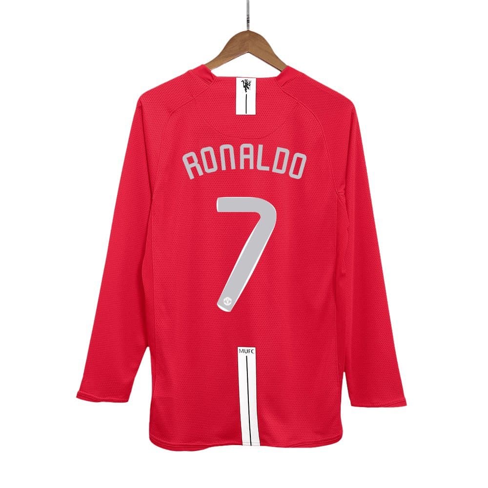 Men's RONALDO #7 Manchester United Home Long Sleeve Retro Soccer Jersey - UCL Final 2007/08