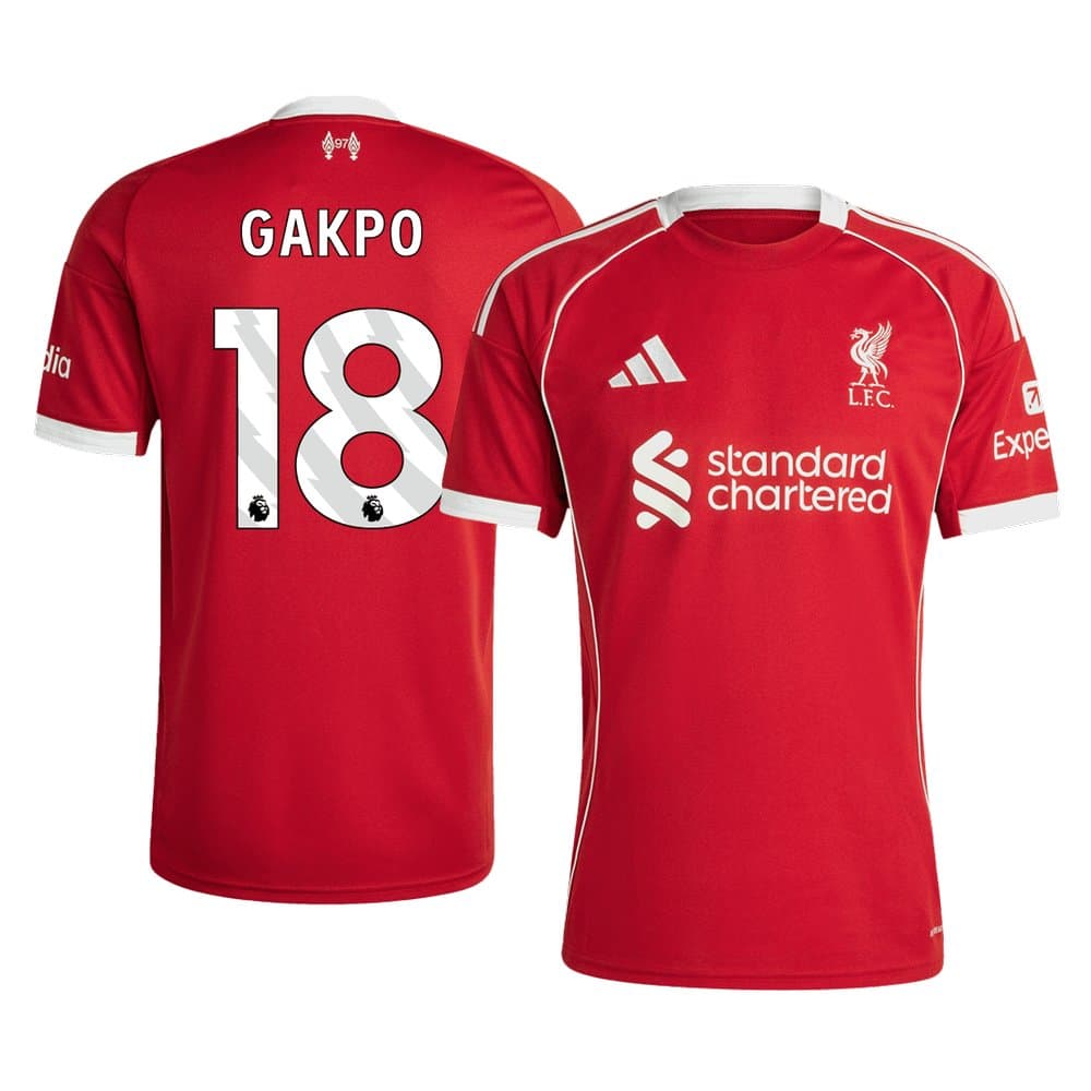 Men's GAKPO #18 Liverpool Home Replica Soccer Jersey 2025/26 Men's GAKPO #18 Liverpool Home Replica Soccer Jersey 2025/26