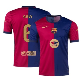 Men's GAVI #6 Barcelona Home Replica Soccer Jersey - Spotify Logo Without Text 2024/25