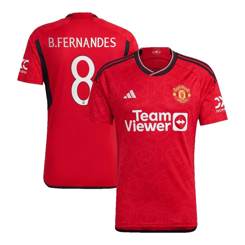 Men's B.FERNANDES #8 Manchester United Home Replica Jersey - UCL 2023/24 Men's B.FERNANDES #8 Manchester United Home Replica Jersey - UCL 2023/24