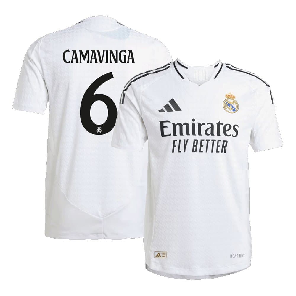 Men's CAMAVINGA #6 Real Madrid Home Authentic Soccer Jersey 2024/25 Men's CAMAVINGA #6 Real Madrid Home Authentic Soccer Jersey 2024/25