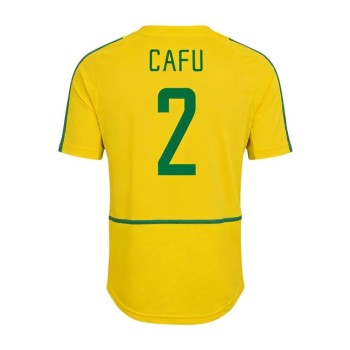 Men's CAFU #2 Brazil Home Retro Soccer Jersey 2002/03