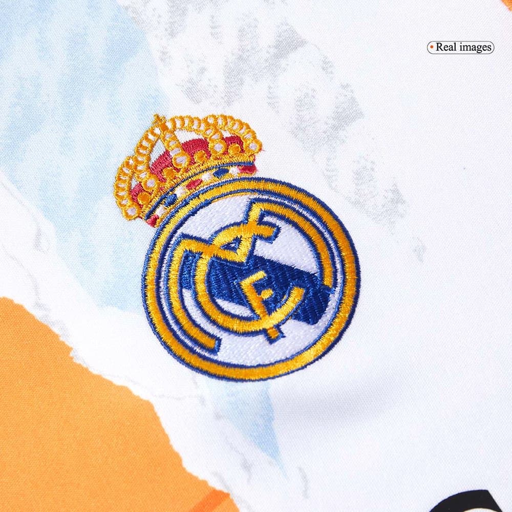 Men's Real Madrid Pre-Match Replica Soccer Jersey White 2024/25 Men's Real Madrid Pre-Match Replica Soccer Jersey White 2024/25