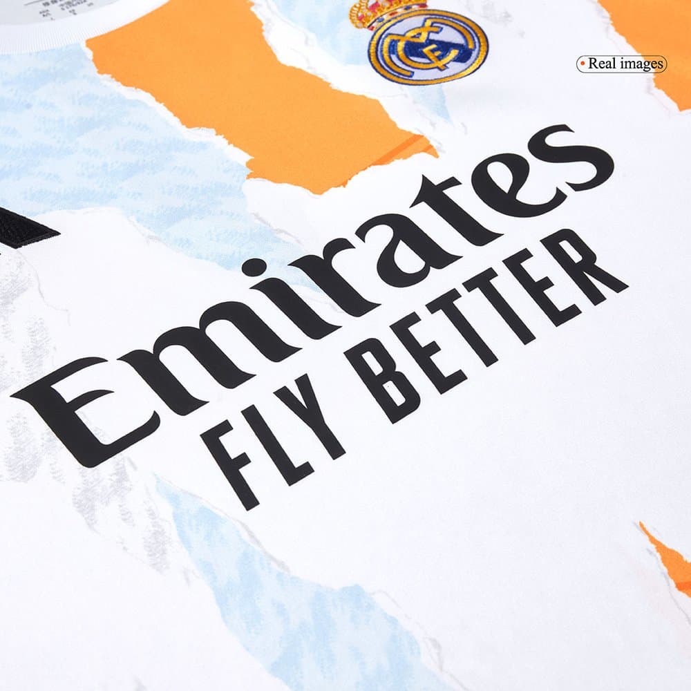Men's Real Madrid Pre-Match Replica Soccer Jersey White 2024/25 Men's Real Madrid Pre-Match Replica Soccer Jersey White 2024/25