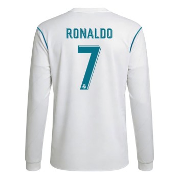 Men's RONALDO #7 Real Madrid Home Long Sleeve Retro Soccer Jersey 2017/18