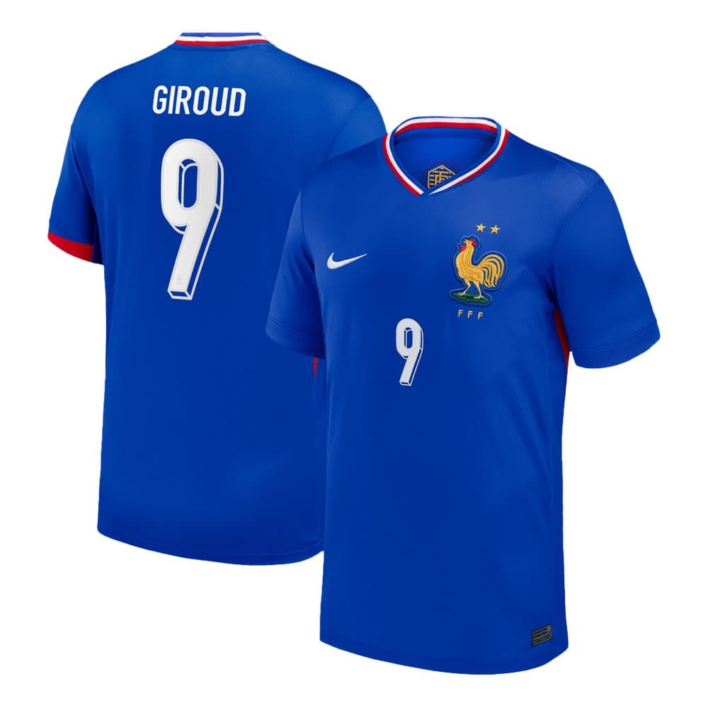 Men's GIROUD #9 France Home Replica Soccer Jersey 2024 Men's GIROUD #9 France Home Replica Soccer Jersey 2024