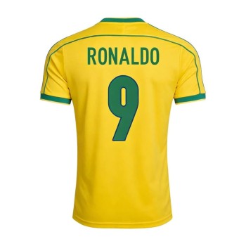 Men's RONALDO #9 Brazil Home Retro Soccer Jersey 1998