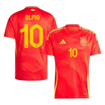 Men's OLMO #10 Spain Home Replica Soccer Jersey EURO 2024 Men's OLMO #10 Spain Home Replica Soccer Jersey EURO 2024