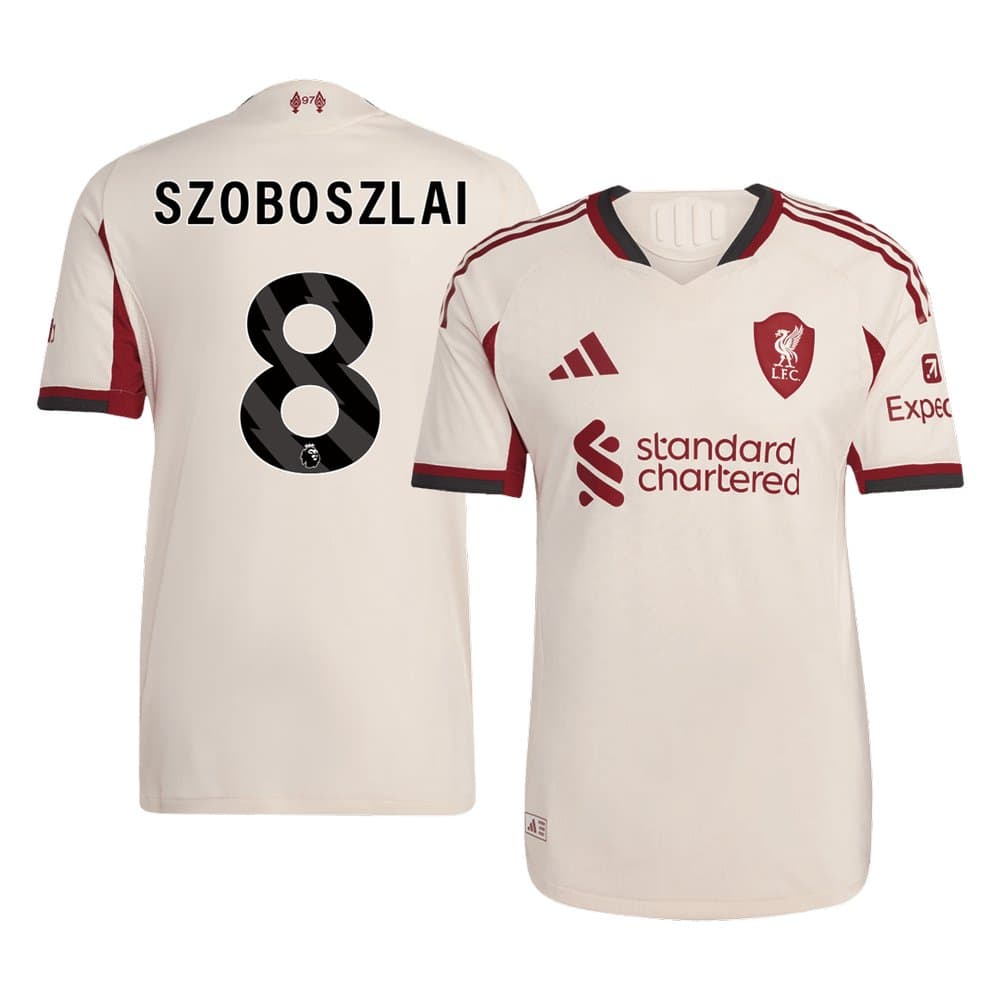 Men's SZOBOSZLAI #8 Liverpool Away Authentic Soccer Jersey 2025/26