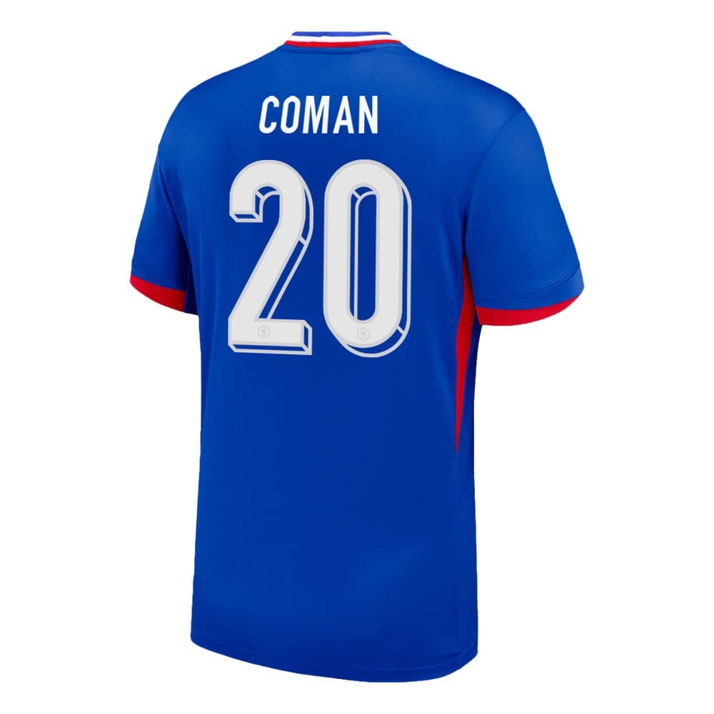 Men's COMAN #20 France Home Replica Soccer Jersey 2024