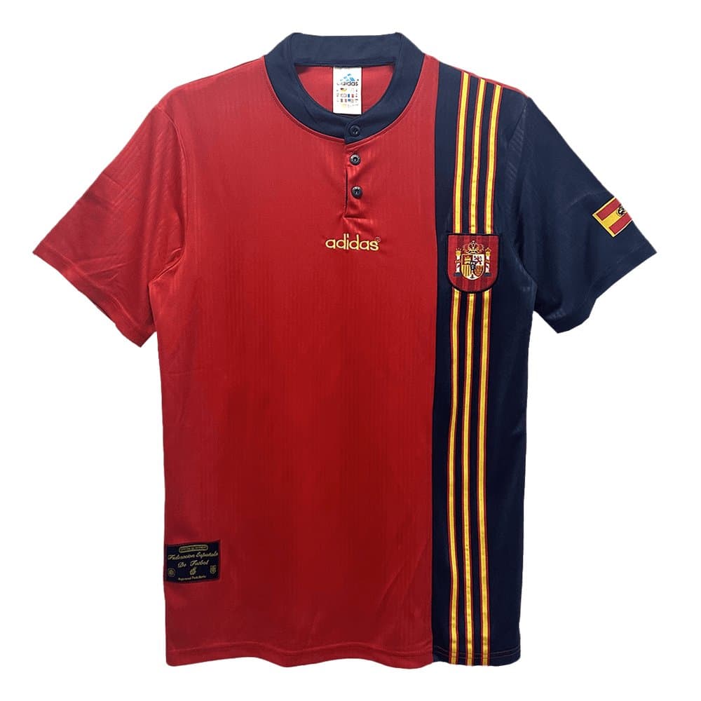 Men's Spain Home Retro Soccer Jersey 1996