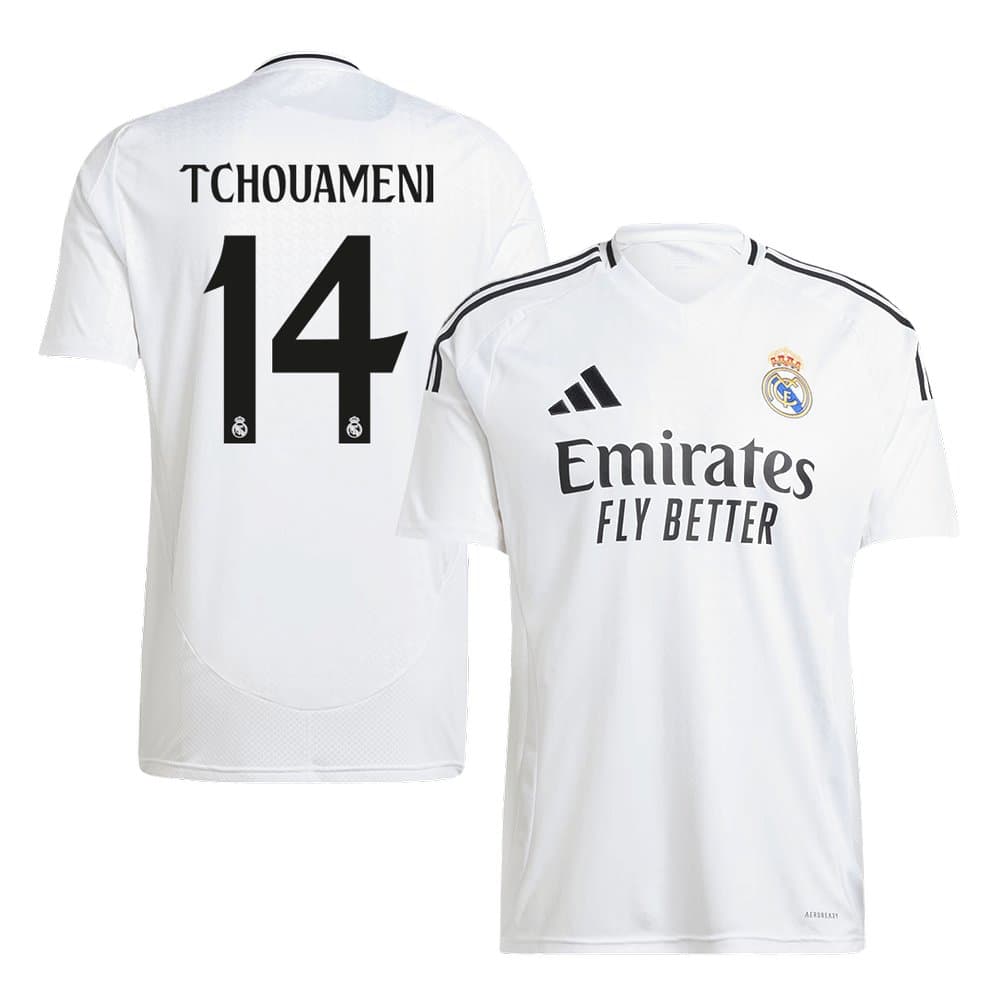 Men's TCHOUAMENI #14 Real Madrid Home Replica Soccer Jersey 2024/25 Men's TCHOUAMENI #14 Real Madrid Home Replica Soccer Jersey 2024/25