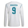 Men's BENZEMA #9 Real Madrid Home Long Sleeve Retro Soccer Jersey 2017/18