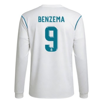 Men's BENZEMA #9 Real Madrid Home Long Sleeve Retro Soccer Jersey 2017/18 Men's BENZEMA #9 Real Madrid Home Long Sleeve Retro Soccer Jersey 2017/18