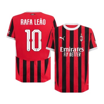Men's RAFA LEÃO #10 AC Milan Home Authentic Soccer Jersey - UCL 2024/25 Men's RAFA LEÃO #10 AC Milan Home Authentic Soccer Jersey - UCL 2024/25