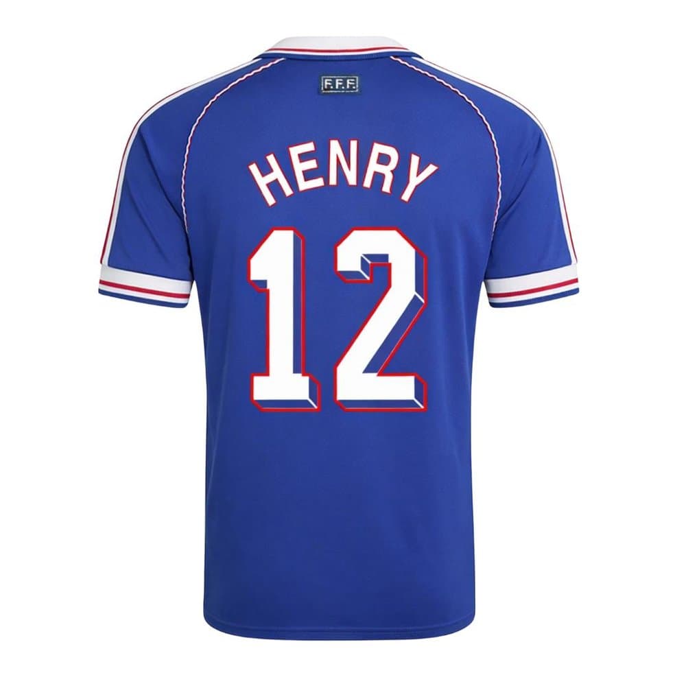 Men's HENRY #12 France Home Retro Soccer Jersey 1998 Men's HENRY #12 France Home Retro Soccer Jersey 1998