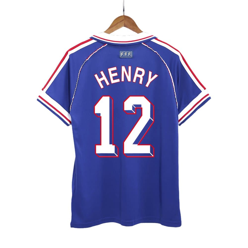 Men's HENRY #12 France Home Retro Soccer Jersey 1998 Men's HENRY #12 France Home Retro Soccer Jersey 1998