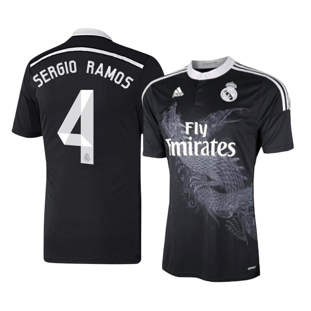 Men's SERGIO RAMOS #4 Real Madrid Third Away Retro Soccer Jersey 2014/15