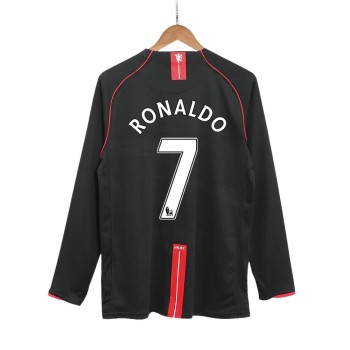 Men's RONALDO #7 Manchester United Away Long Sleeve Retro Soccer Jersey 2007/08