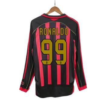 Men's RONALDO #99 AC Milan Home Long Sleeve Retro Soccer Jersey 2006/07 Men's RONALDO #99 AC Milan Home Long Sleeve Retro Soccer Jersey 2006/07