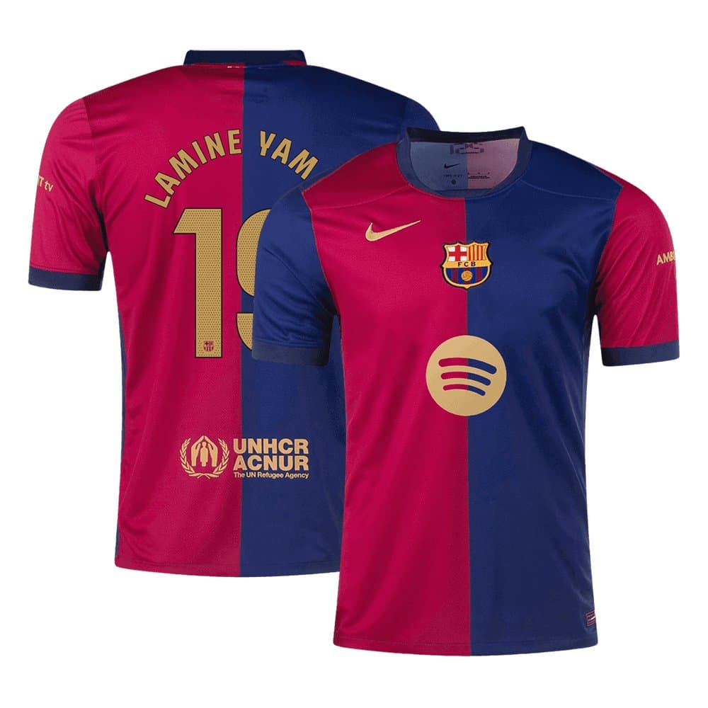 Men's LAMINE YAMAL #19 Barcelona Home Replica Soccer Jersey - Spotify Logo Without Text 2024/25 Men's LAMINE YAMAL #19 Barcelona Home Replica Soccer Jersey - Spotify Logo Without Text 2024/25