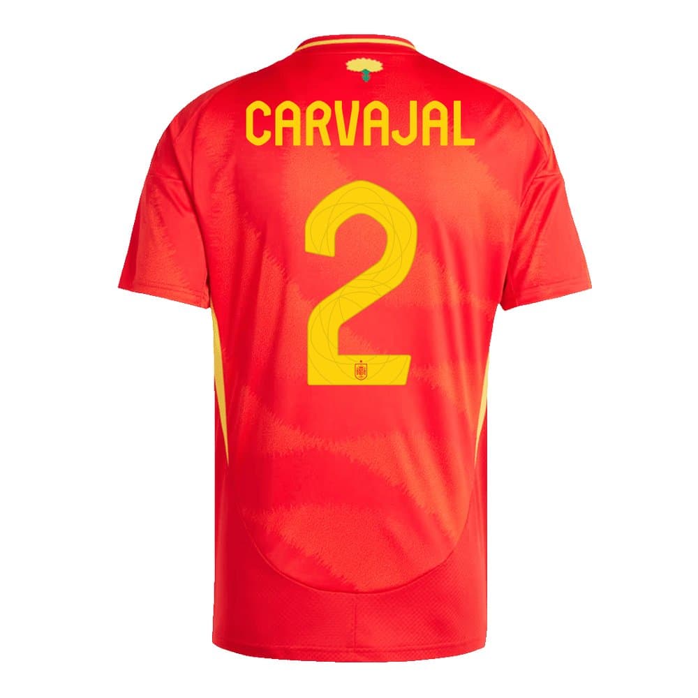 Men's CARVAJAL #2 Spain Home Replica Soccer Jersey EURO 2024 Men's CARVAJAL #2 Spain Home Replica Soccer Jersey EURO 2024