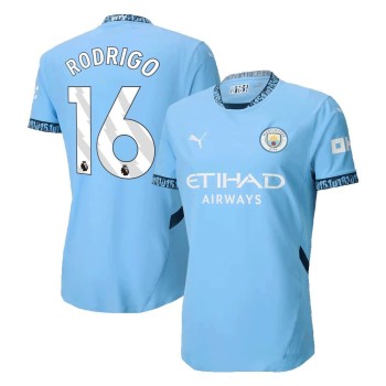 Men's RODRIGO #16 Manchester City Home Authentic Jersey 2024/25 Men's RODRIGO #16 Manchester City Home Authentic Jersey 2024/25