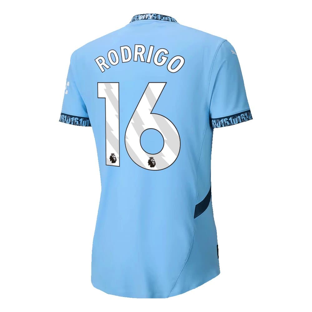 Men's RODRIGO #16 Manchester City Home Authentic Jersey 2024/25 Men's RODRIGO #16 Manchester City Home Authentic Jersey 2024/25