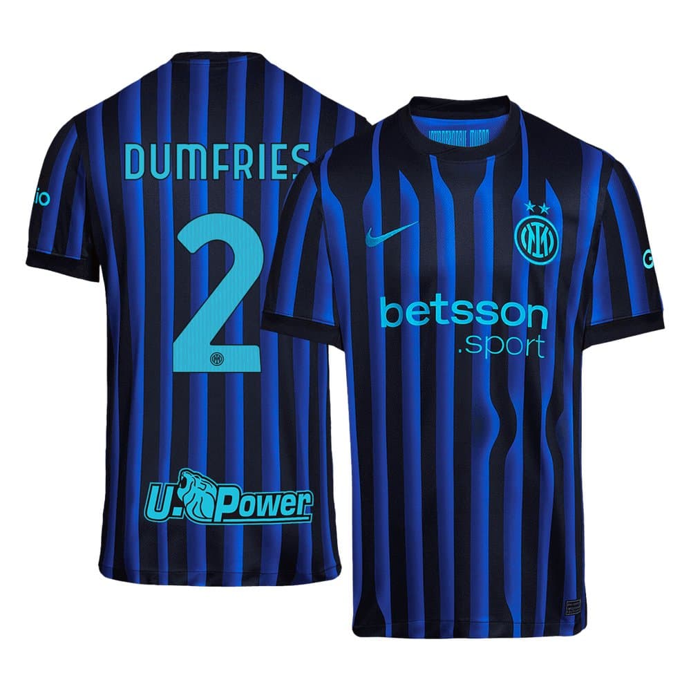 Men's DUMFRIES #2 Inter Milan Home Replica Soccer Jersey 2025/26 Men's DUMFRIES #2 Inter Milan Home Replica Soccer Jersey 2025/26