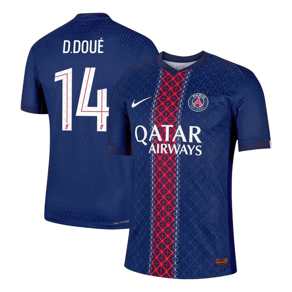 Men's D.DOUÉ #14 PSG Home Authentic Jersey 2025/26 Men's D.DOUÉ #14 PSG Home Authentic Jersey 2025/26