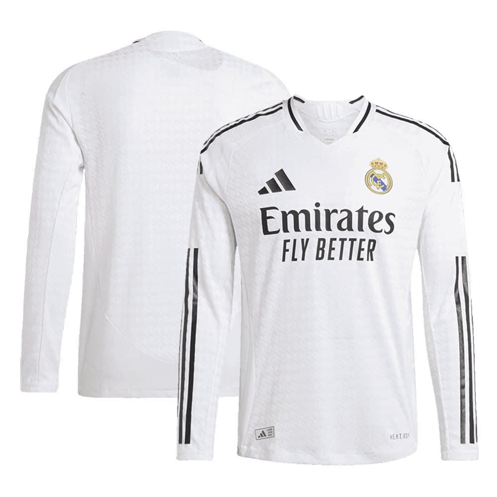 Men's Authentic Real Madrid Home Long Sleeve Soccer Jersey 2024/25 Men's Authentic Real Madrid Home Long Sleeve Soccer Jersey 2024/25