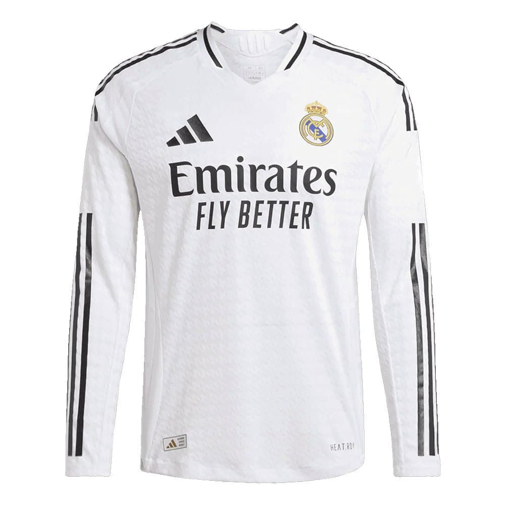 Men's Authentic Real Madrid Home Long Sleeve Soccer Jersey 2024/25 Men's Authentic Real Madrid Home Long Sleeve Soccer Jersey 2024/25
