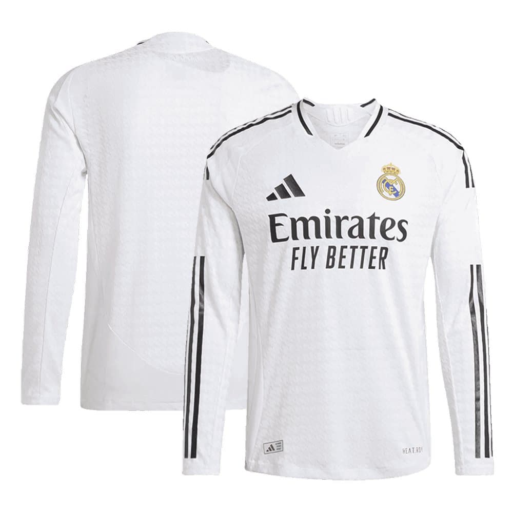 Men's Authentic Real Madrid Home Long Sleeve Soccer Jersey 2024/25 Men's Authentic Real Madrid Home Long Sleeve Soccer Jersey 2024/25