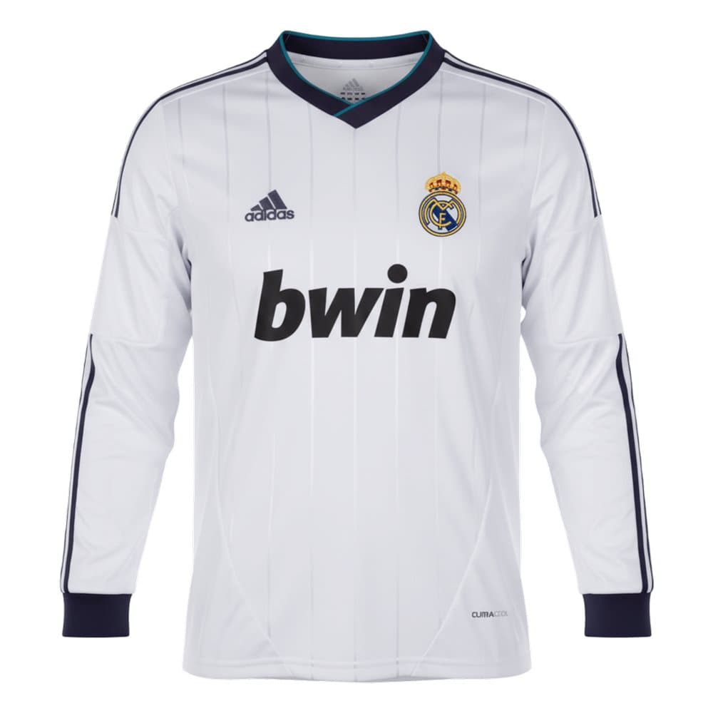 Men's Real Madrid Home Long Sleeve Retro Soccer Jersey 2012/13