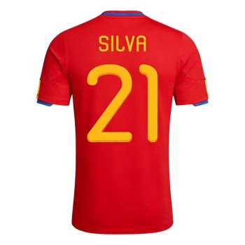 Men's SILVA #21 Spain Home Retro Soccer Jersey 2010 Men's SILVA #21 Spain Home Retro Soccer Jersey 2010