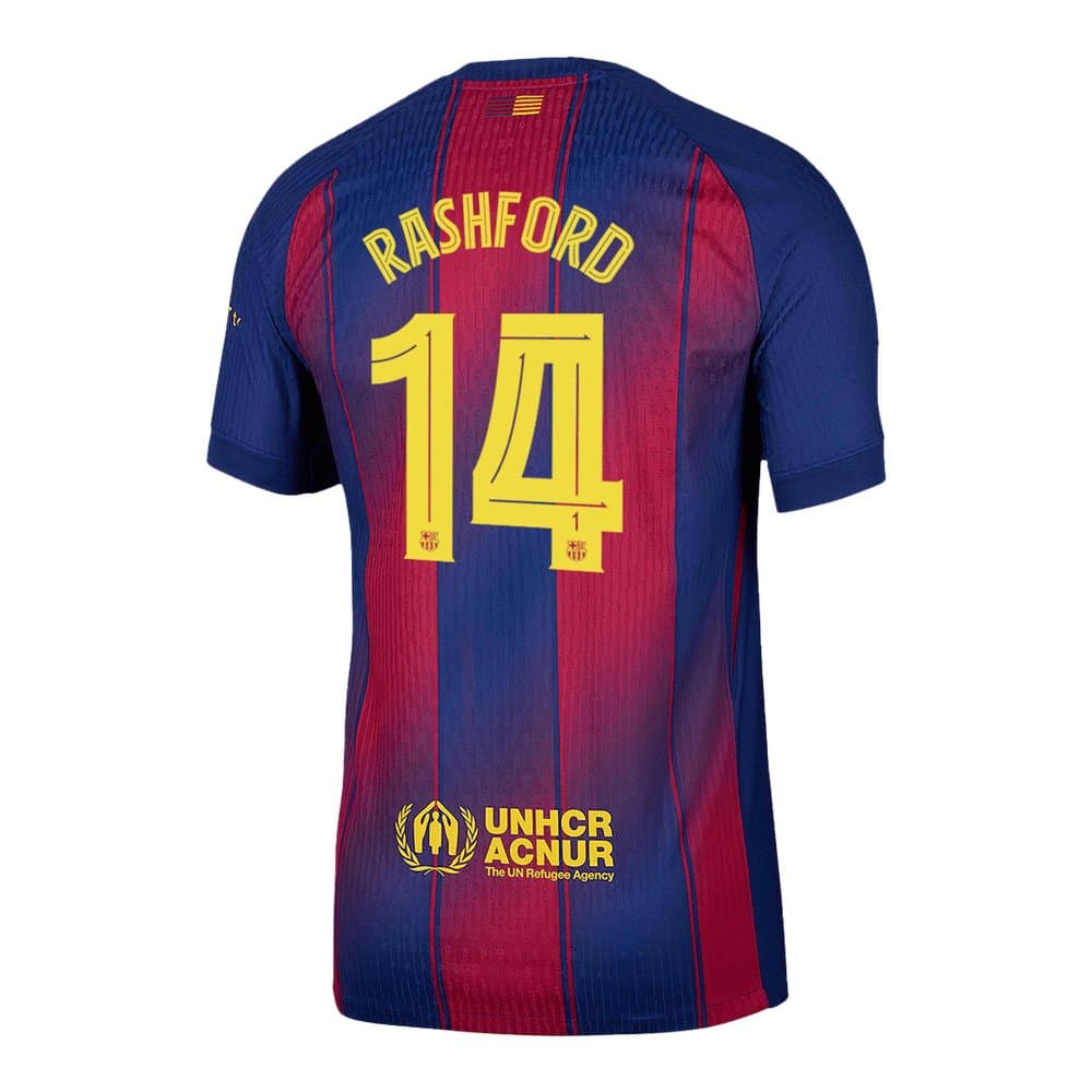 Men's RASHFORD #14 Barcelona Home Authentic Soccer Jersey - UCL 2025/26