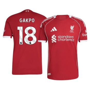 Men's GAKPO #18 Liverpool Home Authentic Soccer Jersey 2025/26