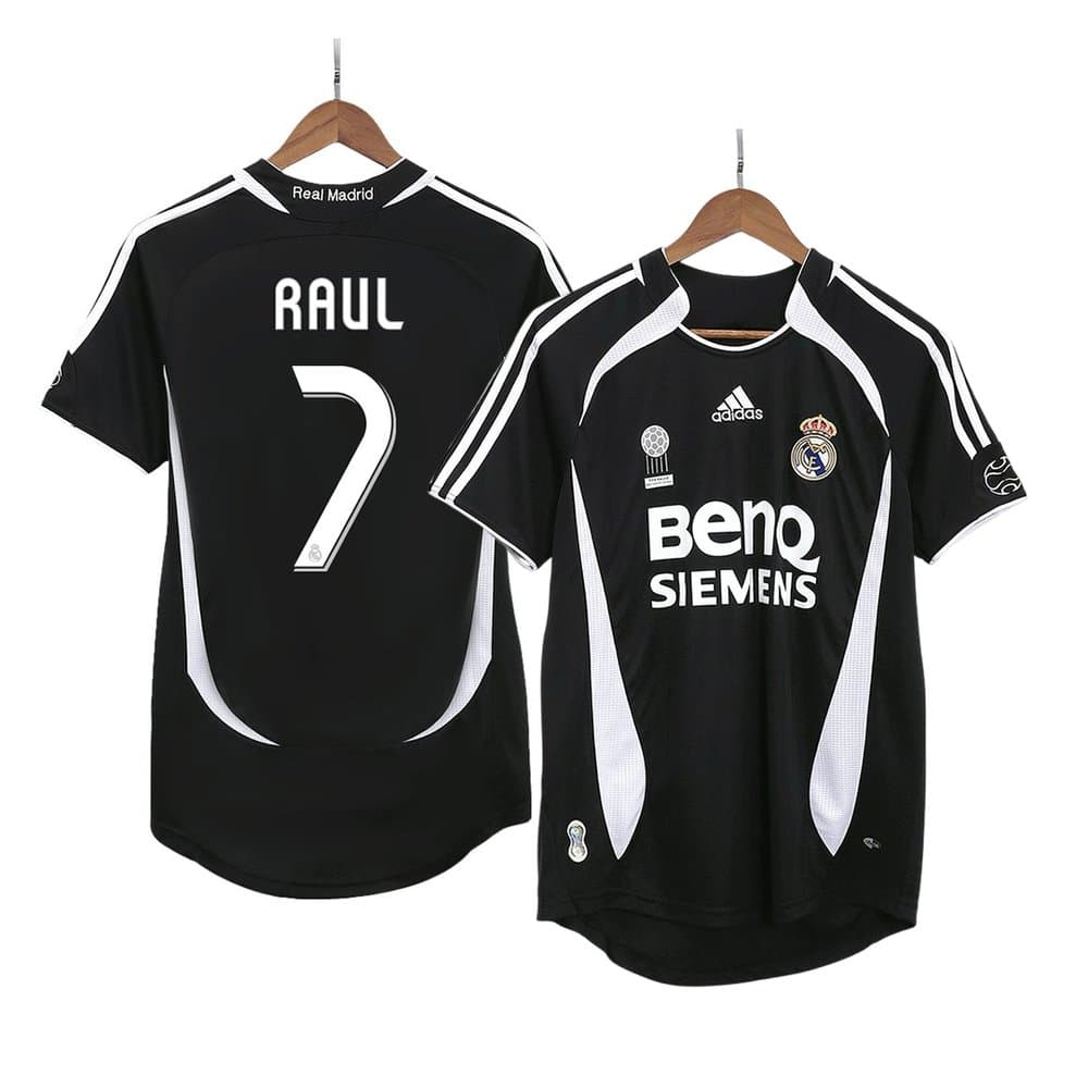 Men's RAUL #7 Real Madrid Away Retro Soccer Jersey 2006/07