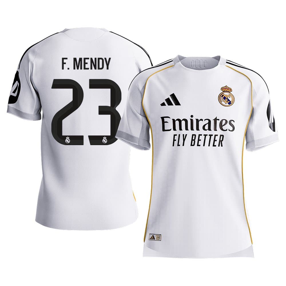 Men's F.MENDY #23 Real Madrid Home Authentic Soccer Jersey 2025/26 Men's F.MENDY #23 Real Madrid Home Authentic Soccer Jersey 2025/26