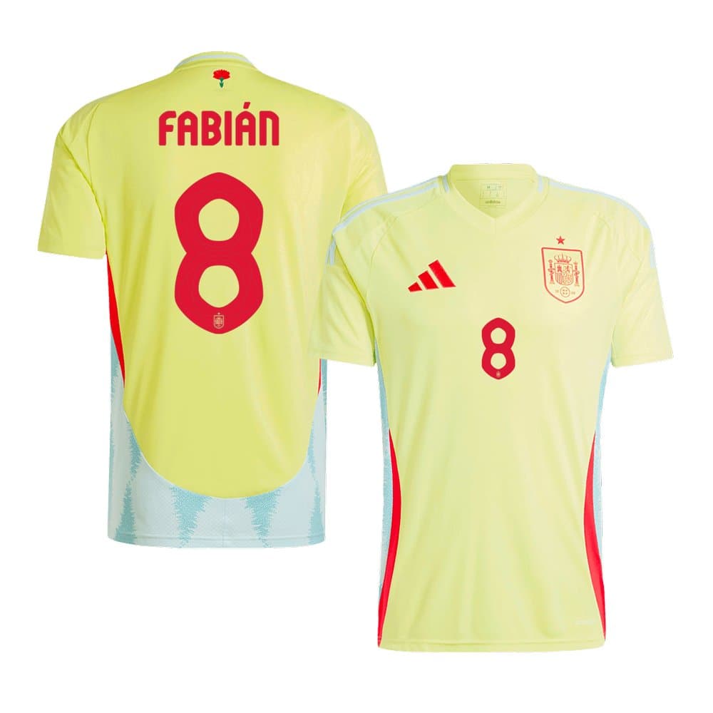 Men's FABIáN #8 Spain Away Replica Soccer Jersey EURO 2024 Men's FABIáN #8 Spain Away Replica Soccer Jersey EURO 2024