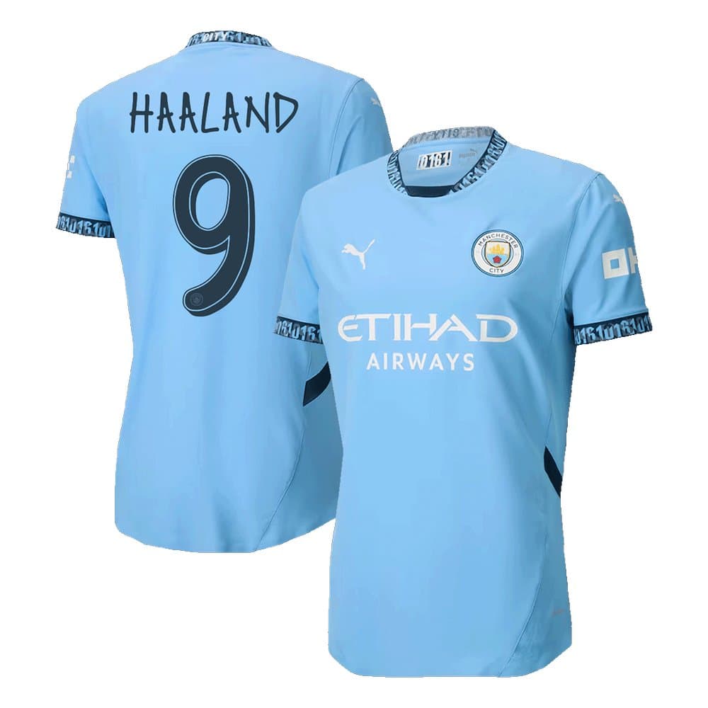 Men's HAALAND #9 Manchester City Home Authentic Jersey - UCL 2024/25