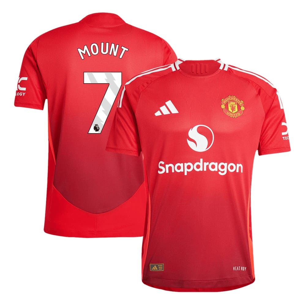 Men's MOUNT #7 Manchester United Home Authentic Soccer Jersey 2024/25 Men's MOUNT #7 Manchester United Home Authentic Soccer Jersey 2024/25