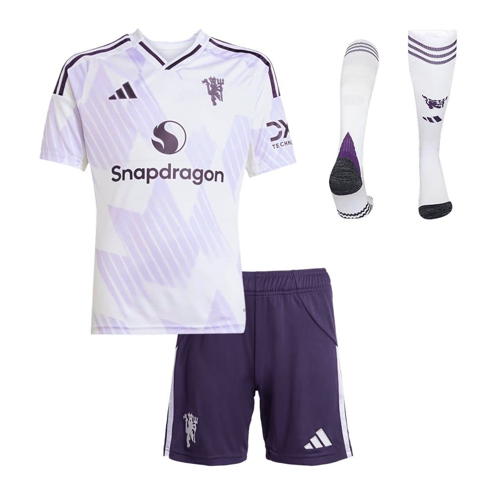 Kid's Manchester United Away Soccer Jersey Full Kit 2025/26