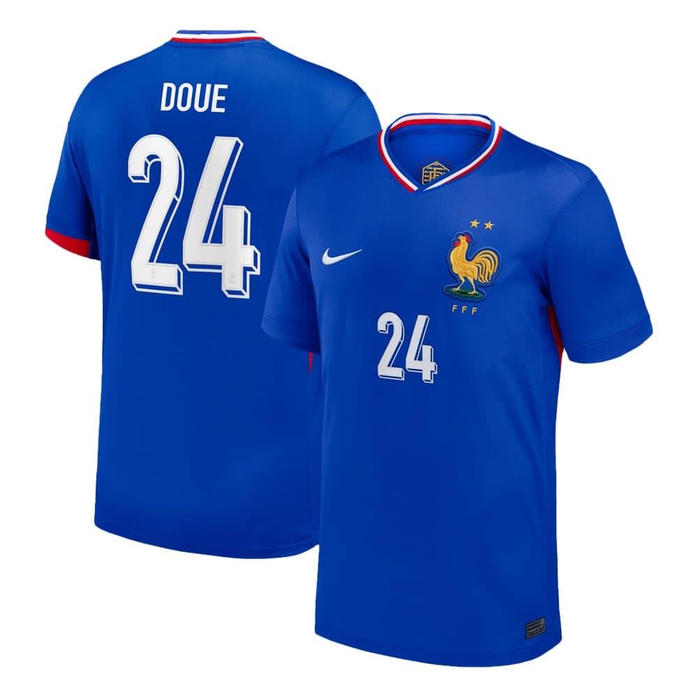 Men's DOUE #24 France Home Replica Soccer Jersey 2024 Men's DOUE #24 France Home Replica Soccer Jersey 2024
