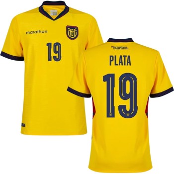 Men's PLATA #19 Ecuador Home Replica Jersey World Cup 2026