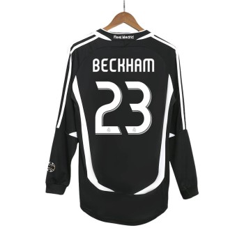 Men's BECKHAM #23 Real Madrid Away Long Sleeve Retro Soccer Jersey 2006/07